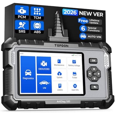 TOPDON AD500 OBD2 Scanner, Oil SAS Throttle TPMS BMS EPB Reset, Engine ABS SRS Transmission, Diagnostic Scan Tool, AutoVIN, Car Check Engine Code Reader with Battery Test, Lifetime Wi-Fi Free Update