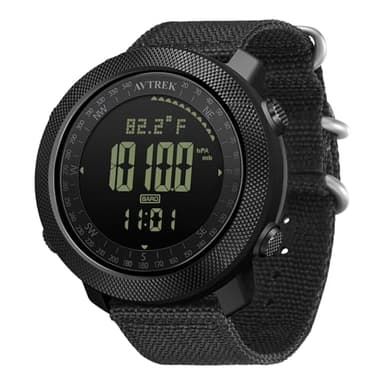 AVTREK Digital Hiking Sport Watches for Men - Tactical Training Military Compass Solid Outdoor Multifunction Waterproof Altimeter Watch (Black)