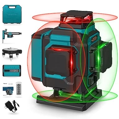 Takamine 16 Lines Laser Level, Red and Green 4x360 4D Cross Line Professional Laser with Two 360°Vertical and Two 360°Horizontal for Construction,Home Renovation,Rechargeable Battery