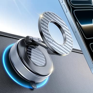 Car Phone Holder for Magsafe, Suction Cup Phone Mount 360° Adjustable Vacuum Magnetic Phone Holder, Cell Phone Holders for Your Car Compatible with iPhone 17 Pro Max 16 15 14 13 12 (Carbon Fiber)