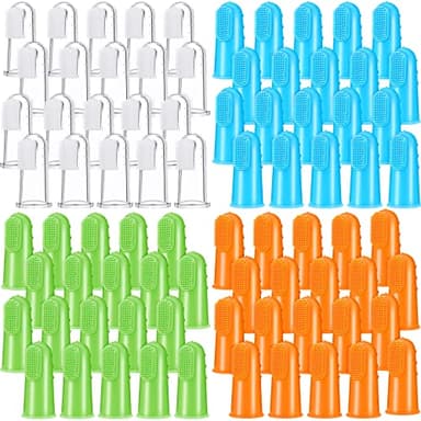 Nuogo 80 Pack Bulk Dog Toothbrush Soft Finger Brushes, Pet Finger Toothbrush for Easy Teeth Cleaning, Soft Dental Care Brush for Dogs, Small Cats and Puppies
