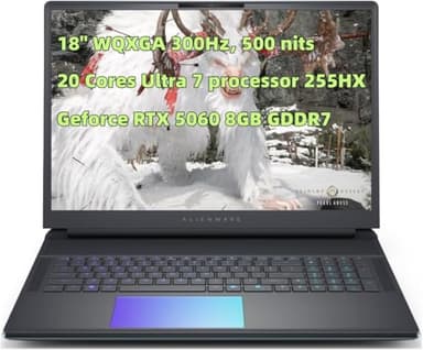 New Alien.Ware Area-51 Gaming Laptop 18" WQXGA 300Hz 500 nits Display 20-Cores Ultra 7 Processor 255HX 32GB RAM 1TB SSD Geforce RTX 5060 8GB GDDR7 Graphics AlienFX_RGB Keyboard Thunderbolt Win 11Home