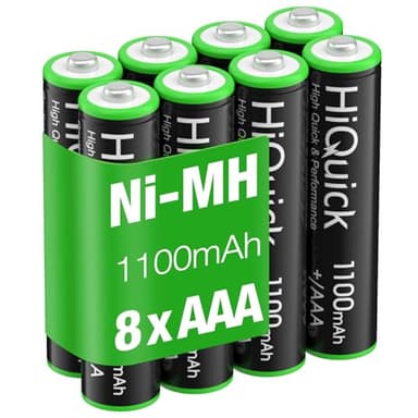HiQuick Rechargeable AAA Batteries 8 Pack, 1100mAh NiMH Triple AAA Batteries Pre-Charged