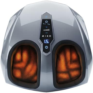 MIKO Foot Massager Machine with Deep-Kneading, Compression, Shiatsu, and Heat for Plantar Fasciitis, Neuropathy - Fits up to Men Size 12