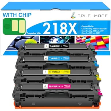 218X Toner Cartridges 4 Pack 218A 3301sdw 3301fdw 3301 Compatible Replacement for HP 218 Color LaserJet Pro MFP 3301fdw 3301cdw 3201dw 3201 Printer High Yield Ink Set W2180X with Chip (B/C/Y/M)