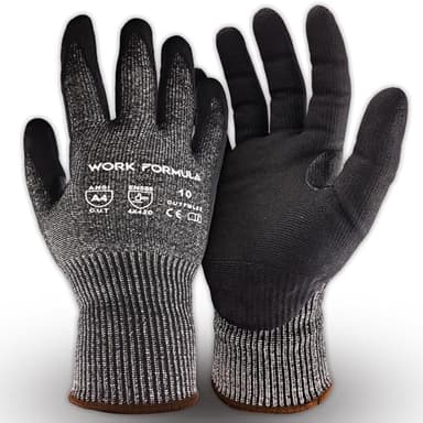 WORK FORMULA 2/5 Pack Snug Fit Cut Resistant Gloves, ANSI A4, XS-3XL, Men/Women, Metal/Glass/Wood/Box Cutting, Fishing, HVAC (Large)