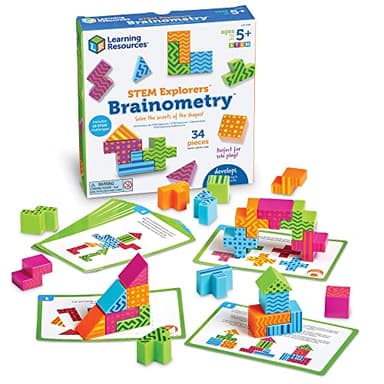 Learning Resources STEM Explorers Brainometry - 3d Puzzle, Brain Games, Brainteaser, Building Logic Toys, Gifts For Boys and Girls, Fine Motor Skills , Pattern Blocks, Math Manipulatives