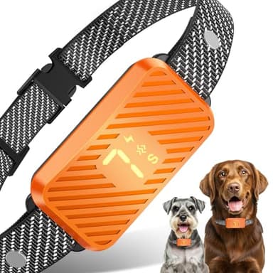 KJKZO Dog Bark Collar for Large Medium Small Dogs, Effective No-Bark Collar, Smart Barking Collar, Rechargeable Bark Collar with 7 Sensitivity, 3 Modes, Waterproof, Orange