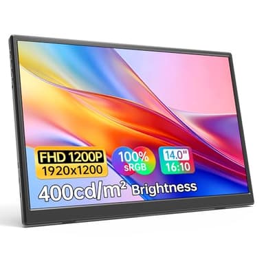 WGK Portable Monitor 14 Inch FHD1200P Ultra-Slim for Laptop Monitor, USB-C HDMI Plug&Play,100% SRGB External monito,Dual Speakers Extender Display. with Stand for Laptop,PC Phone Xbox PS4/5