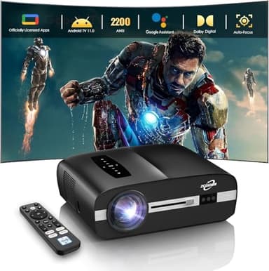 Daylight Projector 4K HDR Home Theater, Smart Daytime Movie Gaming TV Projectors with WiFi 6, NFC, Bluetooth, Apps, ToF Auto Focus, HDMI ARC,2200ANSI High Lumens for Golf Simulator Ceiling Bright Room