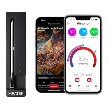 MEATER SE: Smart Bluetooth Meat Thermometer | Long-Range Wireless Probe for Oven, Grilling, Smoking, BBQ & Air Fryer | Dual Sensors & Guided Cook System | Black Charger