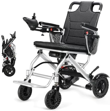 33 Lbs Lightweight Electric Wheelchair, Electric Wheelchairs for Adults Foldable, 15 Miles Range Motorized Wheelchair for Seniors, All Terrain Compact Portable Power Wheelchair, 330 Lbs Capacity