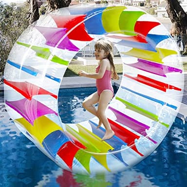 Zcaukya 65" Giant Inflatable Wheel Roller, Colorful Water Rolling Wheel Float for Kids Summer Swimming Pool Parties, Rolling on The Lawn, Indoor Outdoor Fun Toys for Games Supplies