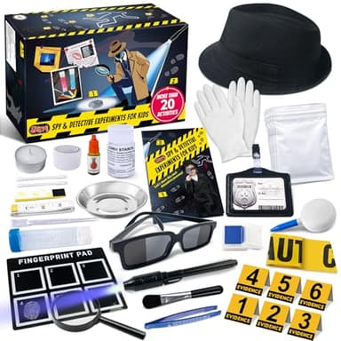UNGLINGA Kids Spy Kit Detective Set Over 20 Activities - Fingerprint Toys Gifts for 4 5 6 7 8 9 10 11 12 Years Old Boys Girls Science Experiments