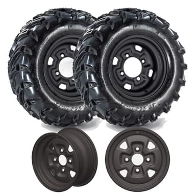 2 Pack of ATV Tires, 25x8-12 ATV Tire and Wheel, 12 x 6 Rim, 6 Ply All Terrain Tire with 4 * 156 PCD,3.5+2.5 Offset For Atv UTV Off-Road