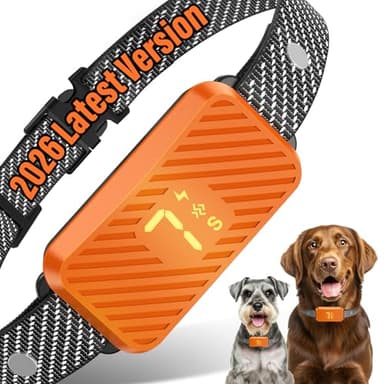 KJKZO Dog Bark Collar for Large Medium Small Dogs, Effective No-Bark Collar, Smart Barking Collar, Rechargeable Bark Collar with 7-Level Sensitivity, 3 B & V Modes, Waterproof, Neon Orange