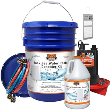 Chromex Tankless Water Heater Flush Kit with Gallon Liquid Descaling Solution and 1/6HP Extra Strength Pump