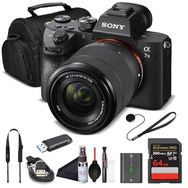 Sony Alpha 7 III Full Frame Mirrorless Camera Kit with 28-70mm Lens | 24.2MP Digital Camera for Professional Photography and 4K Video (ILCE7M3K/B) with Bag, 64GB Card, Memory Card Reader and More