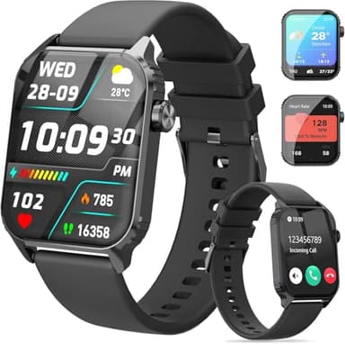 TRAUSI Smart Watches for Women Men, 1.83" HD Smartwatch with 120 Sports Modes, IP67 Waterproof, Bluetooth Call and Music Control；Heart Rate and Sleep Monitor (Black)