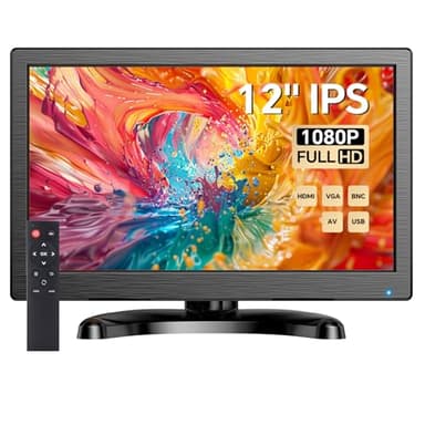 Eyoyo CCTV Monitor 12 Inch Small Computer Monitors 1920x1080P Mini LED Display with HDMI VGA AV BNC USB Ports IPS Screen Security Monitor Built in Speaker for Home Office