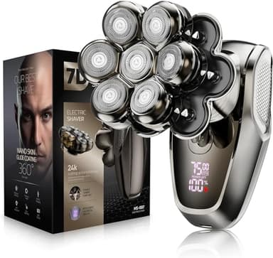 SHPAVVER 7D Head Shavers for Bald Men, Detachable Head Shaver LED Display Dry Wet Bald Razor, IPX7 Waterproof Electric Razor with Type-C Charge