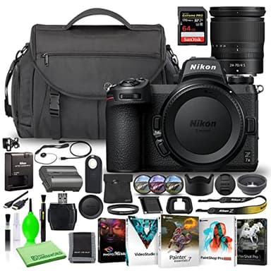 Nikon Z 7II 45.7MP Mirrorless Digital Camera with 24-70mm Lens (1656) Deluxe Bundle with High-Speed 64GB Extreme SD Card + Large DSLR Camera Bag + Corel Editing Software + Filter Kit
