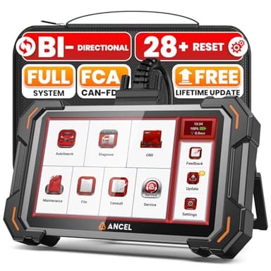 ANCEL DS500 Elite Bidirectional Scan Tool, Full System Car Diagnostic Scanner with 28+ Services, Injector Coding, Active Test, ABS Bleeding Throttle BMS TPMS Reset, CAN-FD, FCA, Lifetime Free Update