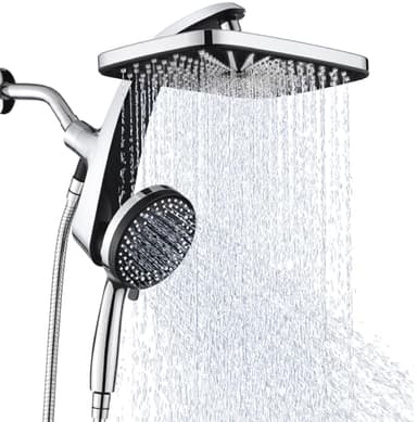 High Pressure Rain Shower Head: Upgrade Shower Heads with Handheld Spray Combo with Fixed Showerhead and 10 Sprays Handheld Shower Head, Detachable Shower head Built-in Magnetic Docking and Power Jets