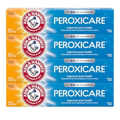 ARM & HAMMER Peroxicare Toothpaste for Gum Health, Baking Soda Toothpaste for Adults, Fluoride, Clean Mint, 6.0 oz (Pack of 4)