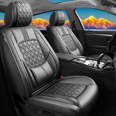 FQFZYMX Fit Camry Car Seat Covers for Toyota Camry 2012-2024 2025 2026 - Upgraded Premium Waterproof & Breathable Leather, Airbag Compatible, All-Weather Seat Cushion Protector (Full Set, Black)