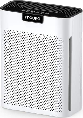 Air Purifiers for Home Large Room 2200 Ft² with Washable Filters, MOOKA H13 HEPA Air Purifier for Home Pets Bedroom with Fragrance, Air Cleaner for Smoke Dust Pollen Pets Hair Odor, KJ190 White