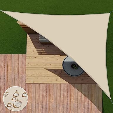 Patio Paradise 12' x 12' x 17' Waterproof Sun Shade Sail Triangle Right, UV Block Sunshade Canopy Outdoor Patio Covers Shade Cloth Tarp for Backyard Deck Garden Awning (Customized), Beige