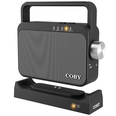 Coby Wireless TV Speaker for Seniors & Hard of Hearing – Portable TV Audio Amplifier with Bluetooth, 100ft Range, 8-Hour Playback, Stereo Sound, Optical/AUX Input, Hearing Assistance for Smart TVs
