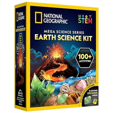 National Geographic STEM Science Kit - 15+ Experiments, Crystal Growing, Volcano Kit, Dig Kits & Gemstones for Kids - Amazon Exclusive