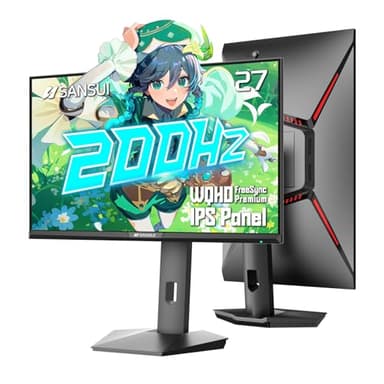 SANSUI Gaming Monitor 27" 1440P 200Hz 180Hz WQHD 2560×1440-AMD FreeSync 1ms DCI-P3 95% Fast IPS Computer Monitor,Height Adjustable Vertical/Horizontal Rotating, 2×DisplayPort/HDMI 丨HDR丨Low Motion Blur