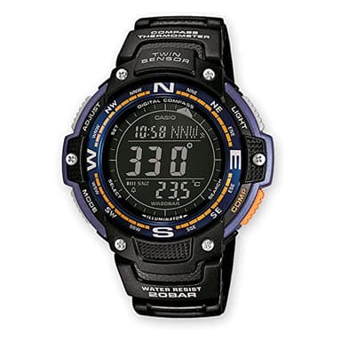 Casio SGW100 Series | Digital Watch & Compass | Blue | 200M WR | 100 SEC Stopwatch | Twin Sensor for Direction & Temperature | Low Temp Resistant | World Time | Auto Calendar | Multi Alarm
