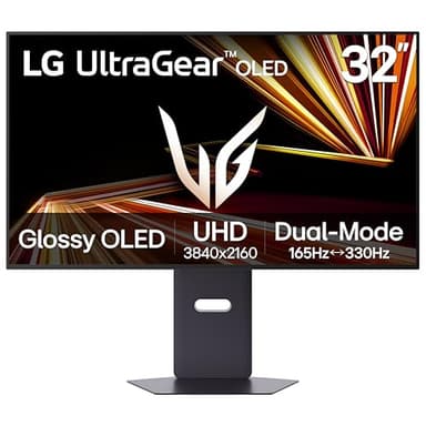 LG 32GX850A-B 32" UltraGear 4K UHD (3840 x 2160) Glossy OLED Gaming Monitor, Dual-Mode 165Hz/330Hz, 0.03ms, G-SYNC, FreeSync Premium Pro, TrueBlack 400, HDMI, DP, Tilt/Height/Swivel/Pivot Stand, Black