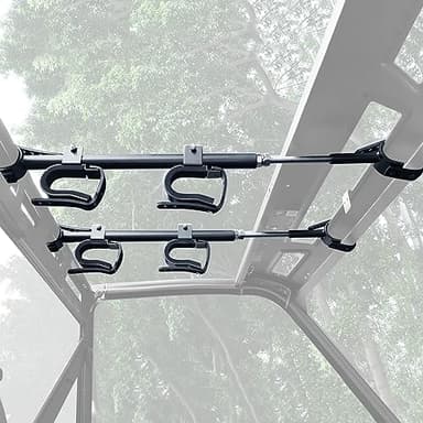 StarknightMT UTV Gun Rack - UTV Overhead Gun Holder Roof Gun/Bow Rack with Soft Padding, Adjustable Fits 21"-27" Spacing Compatible with Polaris Ranger Kawasaki Mule Uforce