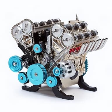 TECHING v8 Engine Model kit That Works Metal Mechanical Metal Assembly DIY Car Engine Model Kit 500+Pcs Educational Experiment (8 Cylinder Engine)