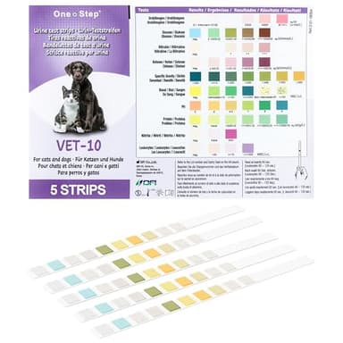 One Step Pet Urine Testing Strips, 5 x Urinalysis 10 Parameter Tests, Re-sealable Foil Pouch, Urine pH Test Strips for Dogs, Cats, Accurate Testing for UTI, Bladder & More, Pet Glucose Monitoring Kit