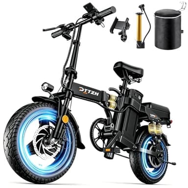 DTTZH A12 1000W Folding Ebikes for Adults, 28MPH Electric Bike Foldable, 14" Commuter Foldable Ebike, 750W Motor Folding Electric Bicycle, 48V 15Ah Battery UL 2849 Certified, 60 Miles Range (Black)