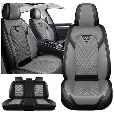 INSORIC Full Set for Toyota Camry Car Seat Covers 2000-2026, Waterproof Nappa Leather Car Seat Protector, Comfortable and Anti-Slip Car Seat Cover&Accessories(5 Seats/Black Gray)