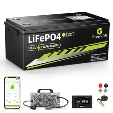 36V (38.4V) 100Ah Lithium Golf Cart Battery, 36V 100Ah LiFePO4 Battery with Charger, LCD Display & App, Built-in 200A BMS, 5000+ Deep Cycles, Perfect for Golf Carts, Off Grid, RV, Trolling Motors