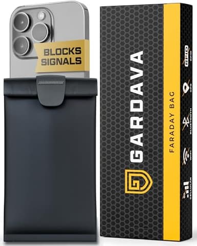 Gardava Military Grade Faraday Bag for Phones - RFID Signal Blocking Pouch, Faraday Cage Cell Phone Case, Key Fob Protector, 3rd Party Tested Black