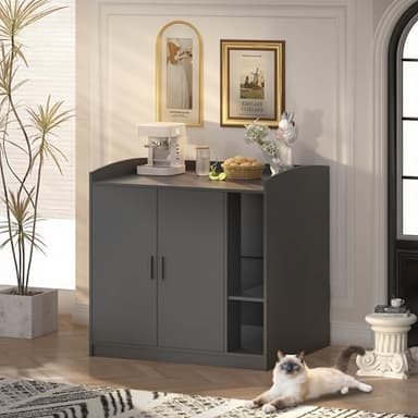 amunrbrek Extra Large Litter Box Enclosure with Adjustable Dog Proof Shelf - Designed for Self-Cleaning and XXL Litter Boxes (Black)