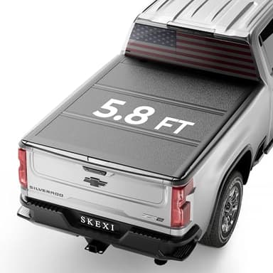 Low Profile Hard Tri Fold Tonneau Cover Truck Bed Cover for 19-26 Chevy Silverado/GMC Sierra 1500 5.8ft Bed, Heavy-Duty Locking Drill-Free Install Waterproof Fiberglass Anti-Theft Security (69.3")