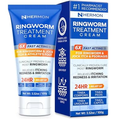 Hermon Antifungal Ringworm Cream for Humans – Helps Relieve Itching, Redness & Discomfort from Ringworm, Jock Itch, Athlete’s Foot & Tinea Versicolor – Gentle for Adults & Kids – 100ml