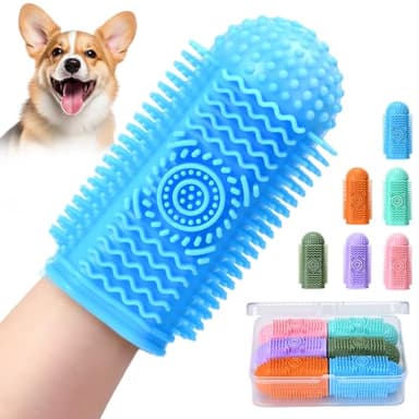 Sarnxgr 6Pcs Silicone Dog Toothbrush,360° Dog Tooth Brushing Kit,Finger Toothbrush,Cat Tooth Brush,Teeth Cleaning,Dogs Cats Teeth Cleaning Dental Care