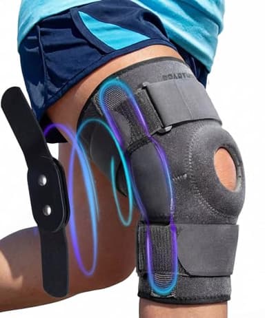 Sparthos Knee Brace - Heavy-Duty Hinged Support for ACL, MCL, Meniscus Tear, Arthritis, Tendonitis Pain - Open Patella - 4-Strap Adjustable, For Men and Women, Check Size Chart (XXL, 18½ - 22″ Thigh)