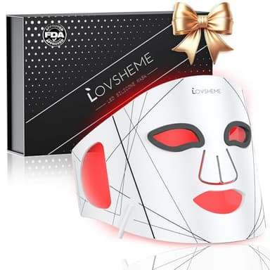 Lovsheme Red Light Therapy for Face, Advanced LED Face Mask Light Therapy, red light therapy Mask - Red, Blue & Infrared Light Therapy for Acne, Wrinkles & Skin Rejuvenation